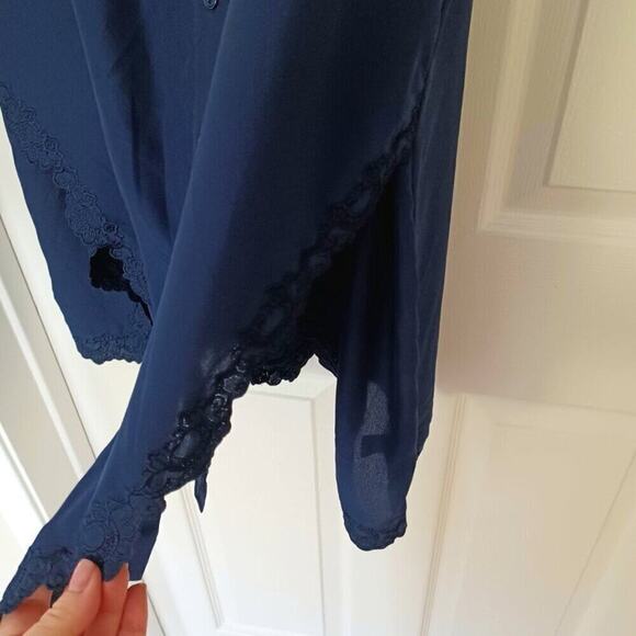 Parker Navy Lace Hem Shirt Dress M NWT - Picture 7 of 11